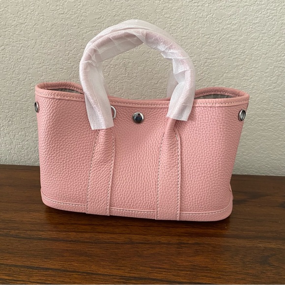 Confetti Light Pink 25 CM Togo Leather Satchel Tote Bag Wide Crossbody Strap C1 - Picture 7 of 9